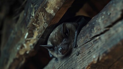 Fototapeta premium Sleeping Bat in Old Barn