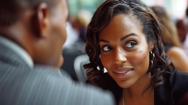 Businesswoman networking at a luncheon