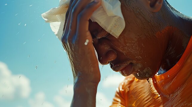 Person wiping sweat in hot weather