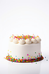 Colorful rainbow layer cake with sprinkles