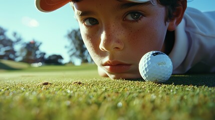 Young Golfer Concentrating During Junior Golf Tournament