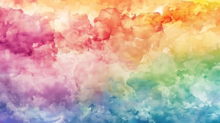 Fototapeta premium Abstract rainbow watercolor style cloud sky texture.