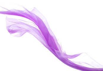 Purple Violet Organza fabric flying in curve shape, Piece of textile blue sky organza fabric throw...