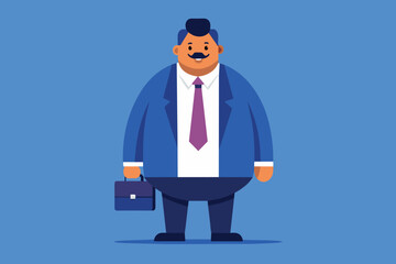 A cheerful, suited cartoon businessman ready for work