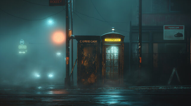 The image shows a rainy night in a city