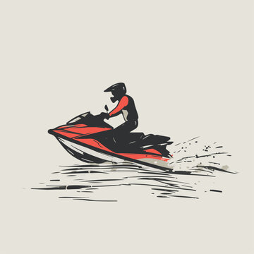 recommend clip art: Jetski in cartoon, doodle style. Image for t-shirt, web, mobile apps and ui. Isolated 2d vector illustration in logo, icon, sketch style, Eps 10. AI Generative
