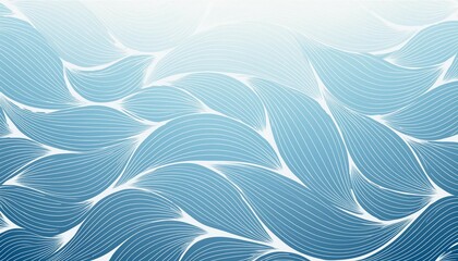 Elegant light blue wave pattern background. Soft and soothing gradient from white to blue shades. Floral wallpaper design.