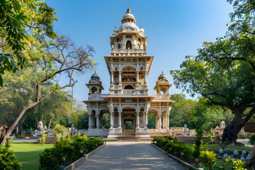 Magnificent View of the Chintaman Ganesh Temple in Ujjain, India amid Lush Green Nature
