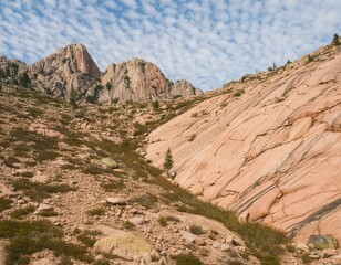 Fototapeta premium Earth-toned marble and granite textured background landscape