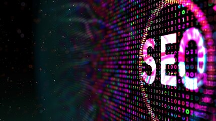 An exploding technology circle with the letters SEO in it. 