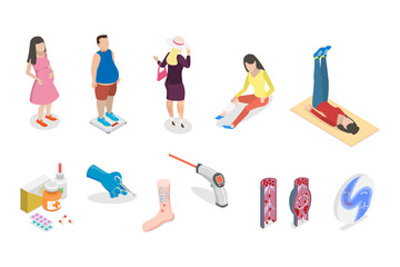 3D Isometric Flat  Illustration of Varicose, Vascular Artery Disease