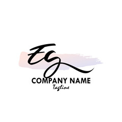 EG Watercolor Initial Logo Design Vector