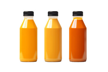 Three orange juice bottles
