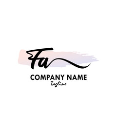 FA, Watercolor Initial Logo Design Vector