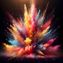 Explosion splash of colorful powder with freeze isolated on the background, an abstract splatter of colored dust powder, ai generated