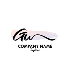 GU Watercolor Initial Logo Design Vector