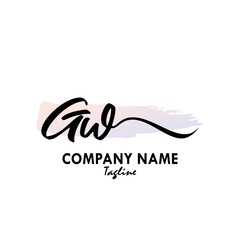 GW Watercolor Initial Logo Design Vector