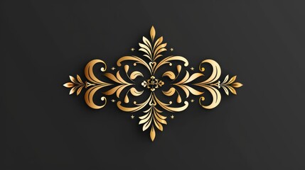 Stylish golden logo ornament on black background. Logo badge for business, restaurant, office, shop AI generated