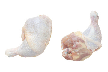 Raw chicken leg with thighs isolated on transparent background