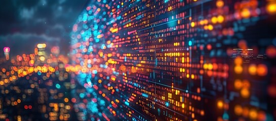 Obraz premium Futuristic City Lights with Digital Data Visualization