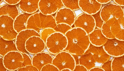 Fresh orange slice rounds on backdrop - juicy citrus segments