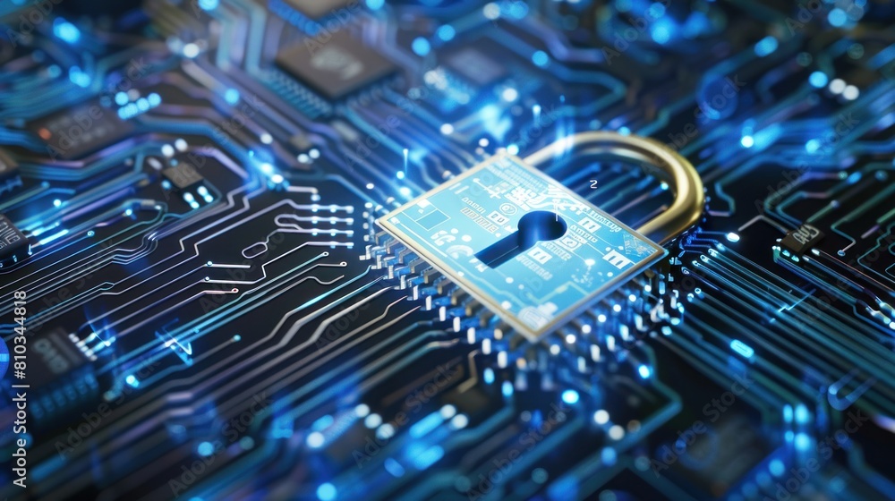 Aufkleber digital padlock icon of cyber security and data protection technology,.and business data privacy con