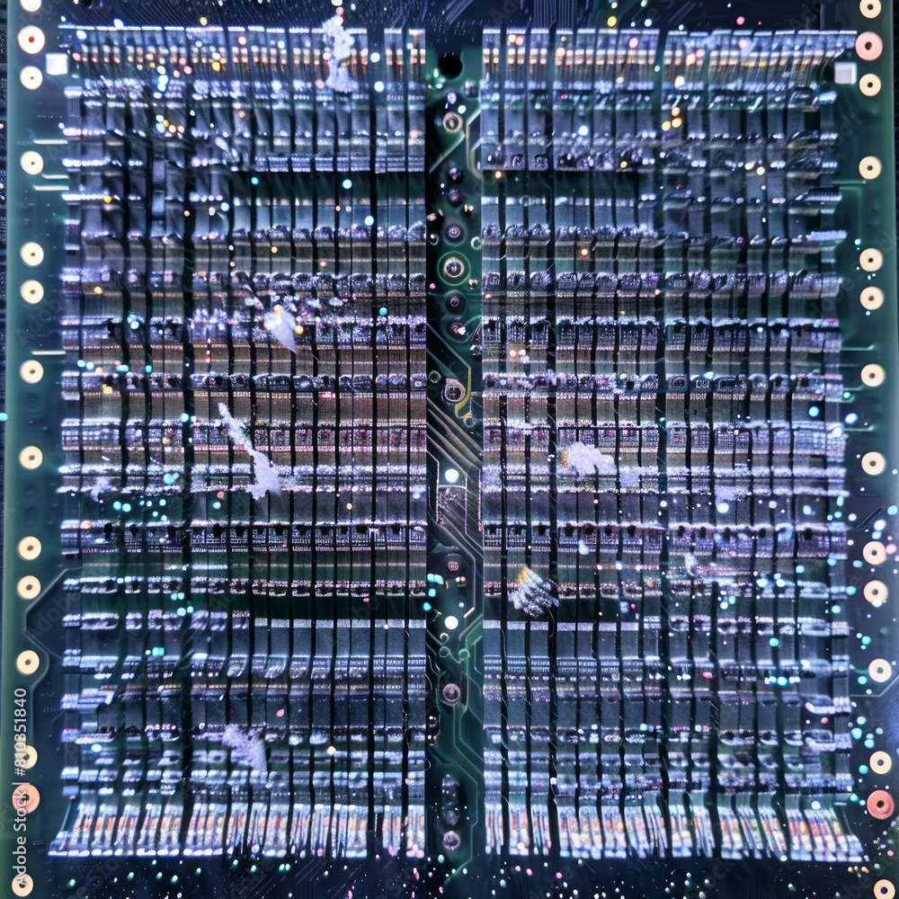 Poster a close up of a circuit board with many small squares on it