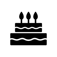 Birthday cake icon with simple and modern design on white background 