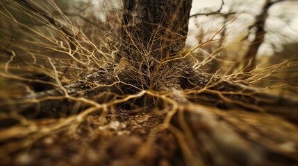 Rooted Resilience: Close-up of a brownish tree root, a testament to nature's strength and perseverance