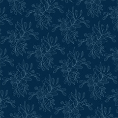 Fototapeta premium seamless plant pattern on dark background, for clothes and so on.