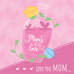 Happy mother day poster with potions Vector illustration