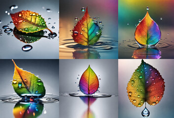 set of drops and leaves