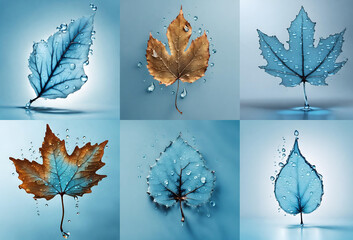 set of autumn leaves