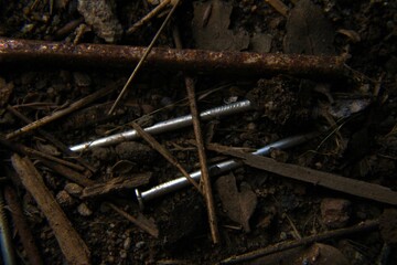 Vintage rusty metal nails