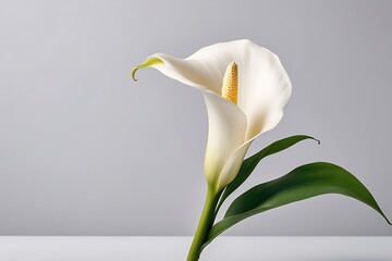 Minimalist Sympathy Gift Card White Calla Lily on Grey Background