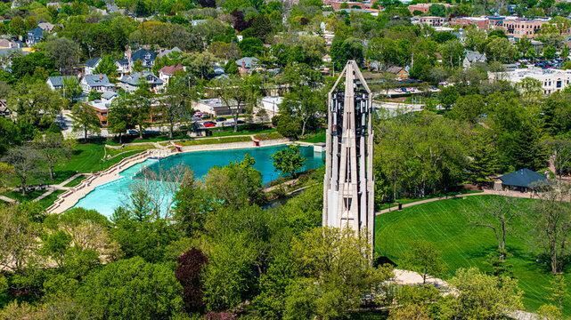 Aerial view of Naperville, Illinois, USA. A suburb of Chicago. 2024