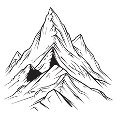 Mountain line in cartoon, doodle style . Image for t-shirt, web, mobile apps and ui. Isolated 2d vector illustration in logo, icon, sketch style, Eps 10, black and white. AI Generative