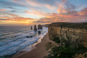 Majestic sunset at coastal cliffs