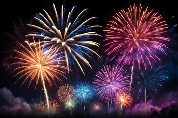 Fototapeta premium Happy New Year Festive Fireworks Display 