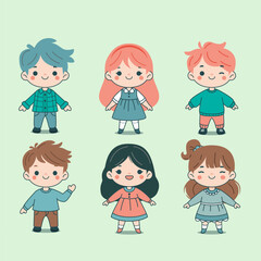 6 cute children's illustrations, in pastel colors, suitable to complement educational and teacher content