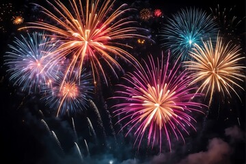 Happy New Year Festive Fireworks Display 