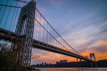 Majestic sunset at the george washington bridge