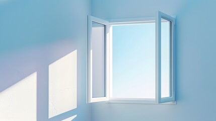 Modern and minimal house window for interior decoration isolated on background, open office glass window frame.