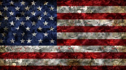Patriotic American flag with metallic shimmer, perfect for clean stock image backgrounds, Ai Generated