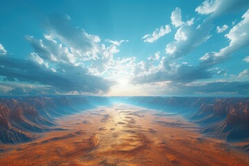 Desert images, desert wallpaper, There is a desert where only sand is visible all around and the sky is blue and light cloudy, the view is very beautiful. desert background