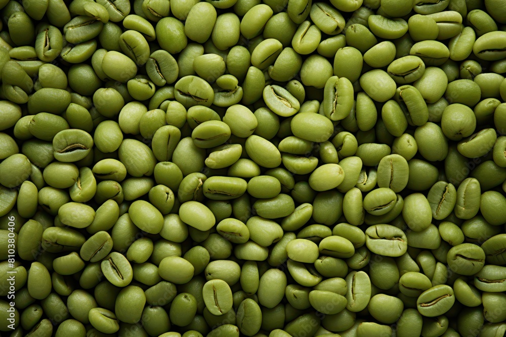 Wall mural green coffee beans background