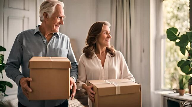 &Auml;lteres Ehepaar beim Umzug