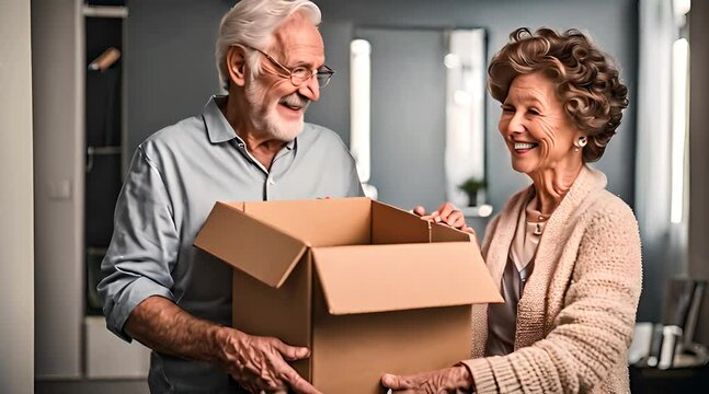 &Auml;lteres Ehepaar beim Umzug