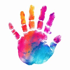 Description Vibrant handprint isolated on a pure white background, Ai Generated