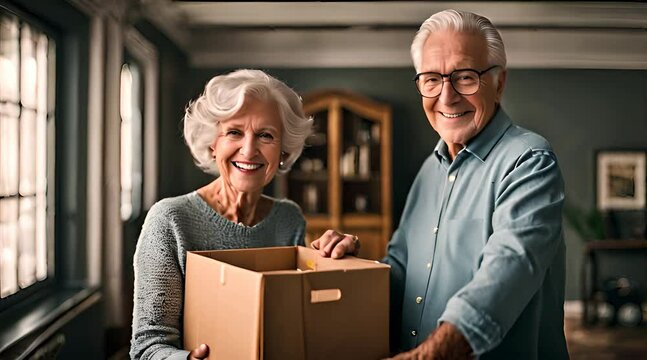 &Auml;lteres Ehepaar beim Umzug